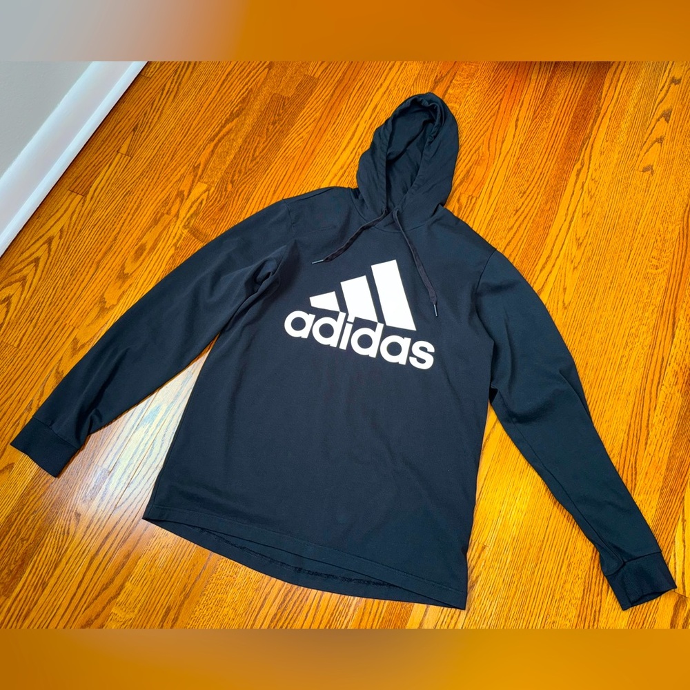 Adidas Men’s Black Hooded Shirt Medium